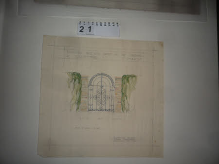 Hand-drawn design for a set of gates at Kedleston Hall.