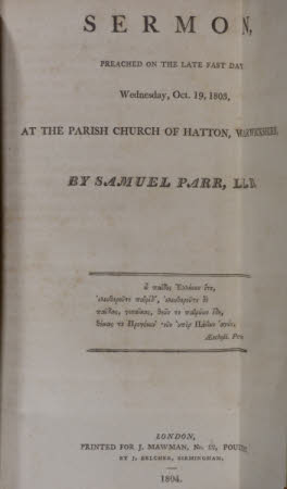 Sermon, preached on the late fast day, Wednesday, Oct. 19, 1803, . at the parish church of Hatton, ...