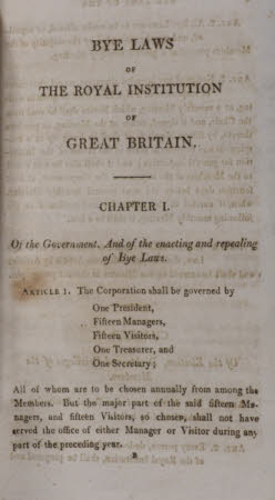 Bye laws of the Royal Institution of Great Britain.