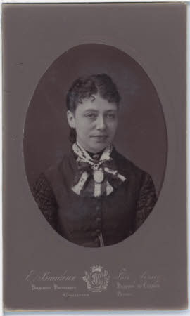 Carbon print of unknown young woman with striped neckerchief