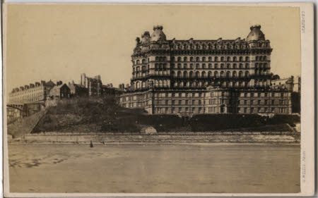 A view of The Grand Hotel,Scarborough, from the beach.