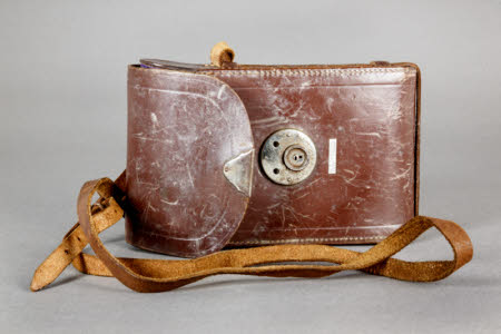 A hard bodied leather carrying case for a Kodak No.3 Folding Pocket rollfilm camera, Model G.