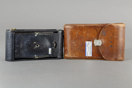No.1A Folding Pocket Kodak Model C folding roll-film camera in brown leather case.
