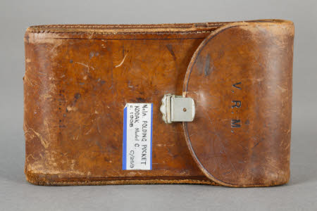 Brown leather camera case.
