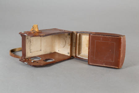 A brown leather case for a Rolleicord II Type 4 Twin lens reflex camera