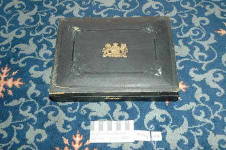 Hughenden Manor, 428892.2, black leather-bound box with hinged lid for Letters Patent, condition survey, 2007 © National Trust  / Theo Sturge