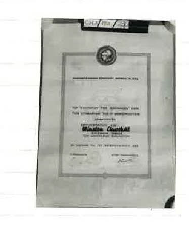 Certificate awarded to WSC by Assembly of Athens