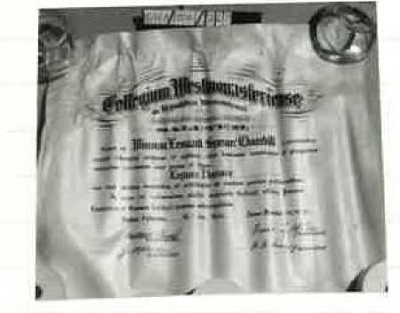 Certificate awarding WSC Hon Doctorate of Laws Westminster College, Missouri 1946