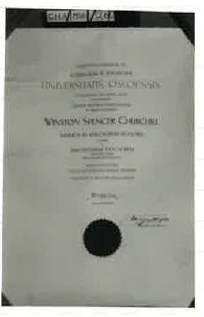 Awarded to WSC by Oslo University as Hon doctorate of Philosophy 1948