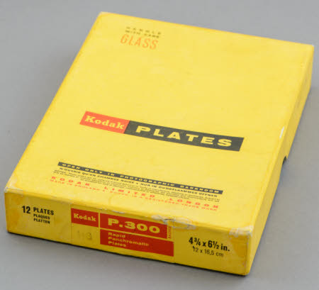 Box of Kodak P.300 Rapid Panchromatic photographic plates.