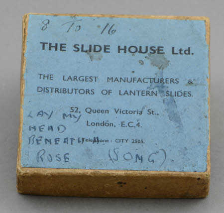 Empty box originally containing lantern slides, by The Slide House Ltd.