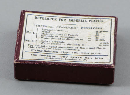 Box (empty) for developer for Imperial photographic plates