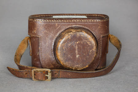 Brown leather camera case for Robot I miniature camera.