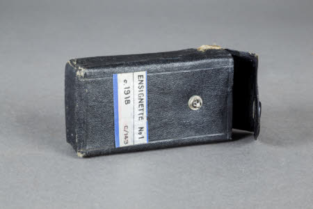 Black card and leatherette case for Ensignette No.1 camera.