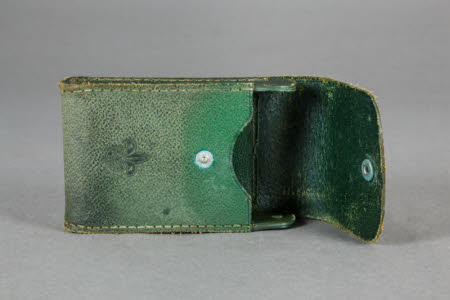 A green leather case for Boy Scout camera.