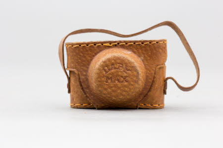 Leather camera case for 'Baby-Max' camera.