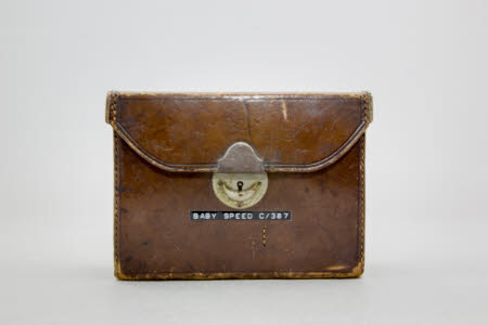 A leather case for speed camera