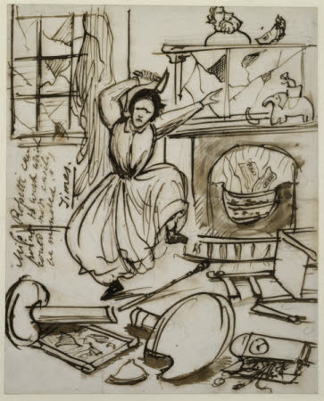 Christina Georgina Rossetti (1830-1894) in a Tantrum and destroying the Contents of a Room