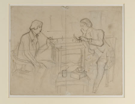 Young Men playing Chess (recto); Studies for Young Men playing Chess (verso)