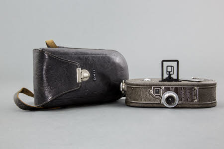 A Keystone K8 cine camera in a leather case.