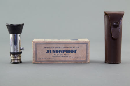 A Drem exposure meter and leather case in original cardboard box