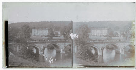 Chatsworth House,view from across River Derwnt Derbyshire, England.