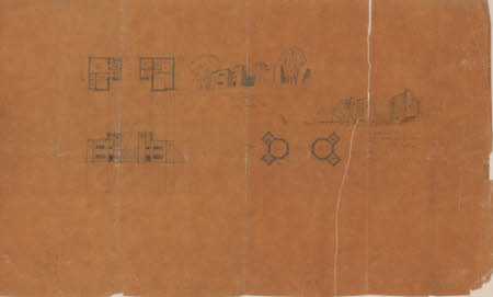 Sketch of Entrance Gateway and Cottages, including Architects impression