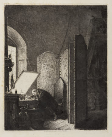 Rembrandt van Rijn (Leyden 1606 – Amsterdam 1669) in his studio (after Jean-Léon Gérôme)