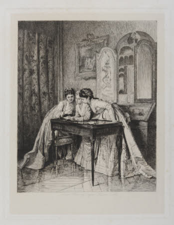 Three girls reading a letter (after Auguste Toulmouche) 
