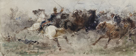 Men on horseback in a charge