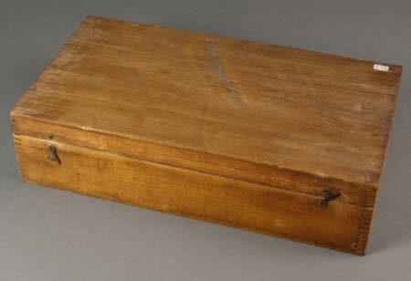 A wooden box containing 2 sets of glass lantern slides one of "Alice in Wonderland " and the other ...