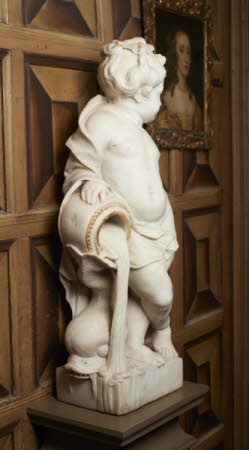 Putto with an Urn gushing Water and a Dolphin: One of the Four Elements - Water