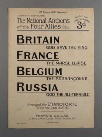 The national anthems of the four allies.. Music and English words. … Arranged for pianoforte or for ...