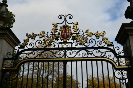 Overthrow arch for entrance gates to the Water Garden