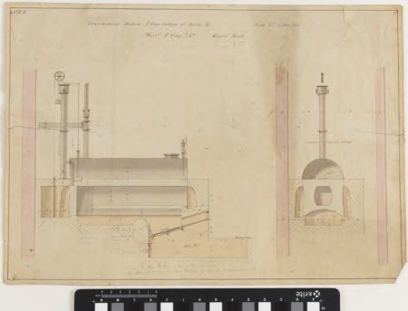 Longitudinal Section & Cross Section of Boiler etc. Messrs. S. Greg & Co. Quarry Bank