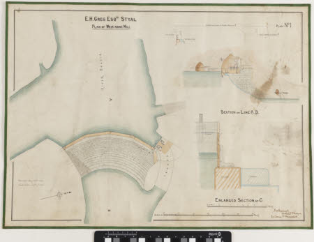 E H Greg Esq. Styal. Plan of Weir Above Mill. Plan No. 1.
