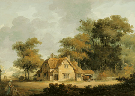 Seven Designs for a Picturesque Village: Design for a Thatched Cottage with Smithy Attached