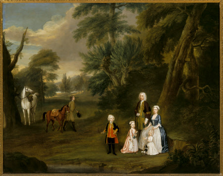 Outdoor Conversation Piece of Thomas Hill (Harwood) (1693-1782) and his First Family