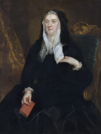 An Unknown Widow, probably Dame Edith Phelips (1662 - 1728), holding a book inscribed 'Dame Bridget ...