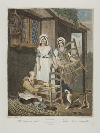 Cries of London. Old chairs to mend  Vielles chaises a rempailler (after Francis Wheatley) 