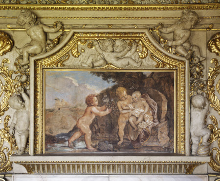 Two Putti offering a Baby a Bunch of Grapes 